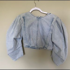 zara cropped jean sweater/long sleeve